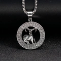 Vintage Aries zodiac relief necklace in polished silver stainless steel with hollow design - Aries - Steel Color (Pendant Only - Without Chain)