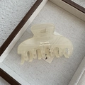 Dettaglio della molletta per capelli crema con scritta dorata Barrette La France - Pinza Rettangolare Vuota Bianco Gelatina (Stile A)