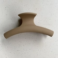 Matte khaki geometric shark hair claw clip with smooth arc design for women - T-Shape / Khaki