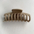 Matte light coffee geometric hair claw clip for women in earthy autumn tones - Large Flat Style / Khaki