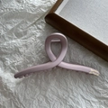 Dettaglio della molletta per capelli rosa opaco con scritta dorata Barrette La France - Rosa Etichetta Incrociata 13cm