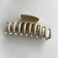 Elegant matte cream geometric hair claw clip for thick hair with frosted texture finish - Large Flat Style / Off White