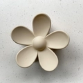 Matte beige flower hair claw clip with minimalist resin petal design for women - Flower Style / Off White