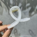 Detail of cream white hair claw clip with transparent finish and durable gold spring - 8cm Small Cross / Fruit White