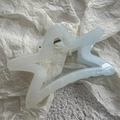 Macro shot of large translucent blue starfish hair claw clip with silver spring detail - Starfish Blue Five-Pointed Star (10cm)