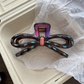 Artistic acetate hair claw clip with tortoise pattern and colorful gradient handle - Coffee Pink