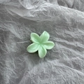 Detail of light green floral hair claw clip featuring a translucent resin finish - Green
