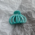 Detail of marble pattern on teal shark hair claw clip over a silver paper background - Small (5.5cm) / Lake Blue Marble