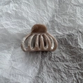 Close-up of brown marble pattern hair claw clip with a hollow fan-shaped design - Small (5.5cm) / Coffee Marble