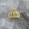 Close-up of cream marble pattern hair claw clip with strong teeth and fan design - Small (5.5cm) / Beige Marble