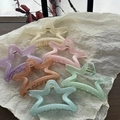 Set of 6 translucent marble-patterned star hair claws in pastel assorted colors - Large Star Set Mixed Colors