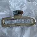 Minimalist rectangular hollow hair claw clip in metallic bright silver finish - Flat Rectangular (13cm) / Silver