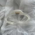 Close-up of large cloud-shaped hair claw clip with white marble texture and gold spring - Cloud White Two-tone Hair Clip
