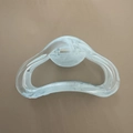 Macro detail of the semi-circular white marble resin hair claw clip with golden spring - Blue Marble Pattern