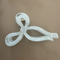 Detail of a large pearlescent white ribbon bow hair claw with gold metal spring mechanism - Marble Blue