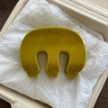 Detail of mustard yellow velvet shark hair clip in an eco-friendly gift box packaging - Yellow Flocked M-Shape