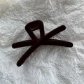 Elegant dark brown flocked shark hair clip with a minimalist cross geometric design - Flocked Coffee