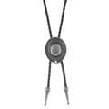 Corbata bolo vintage con colgante de sombrero vaquero y cordón trenzado negro elegante - Plata antigua