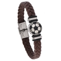 Bracelet football en cuir pour hommes avec un design tressé marron foncé lumineux - Café