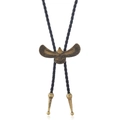Vintage eagle bolo tie με χάλκινο μενταγιόν και μαύρο πλεγμένο δερμάτινο κορδόνι PU - Μπρονζέ