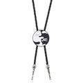Kreative Yin Yang Katzen Bolo Tie mit geflochtener Lederkordel und silbernen Spitzen - Schwarz