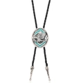 Vintage Western Bolo-Krawatte mit silbernem Adleranhänger und Türkis auf schwarzer Kordel - Antiksilber