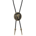 Vintage Western Bolo Tie mit Pferde-Anhänger aus Legierung und schwarzer Lederkordel - Bronze