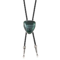 Western Bolo-Tie mit dreieckigem grünem Stein in einer Vintage-Silbermetallfassung - Grün