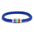 Blaues geflochtenes Lederarmband mit Regenbogen-Magnetverschluss für den Alltag - Blau