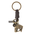 Retro horse head keychain with bronze metal ring, leather wrap, and engraved pendant - Horse Head