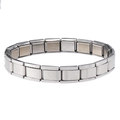 Italian modular stainless steel starter bracelet with stretch link design for men - Steel Smooth
