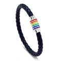 Geflochtenes Lederarmband in Marineblau mit silberner Regenbogen-Magnetschließe - Marineblau