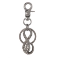 Porte-clés serpent rétro au design infini en métal argenté vieilli avec fermoir mousqueton - Argent Antique