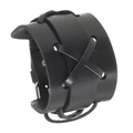 Brazalete ancho de cuero negro para hombre estilo punk retro con cordones cruzados - Negro