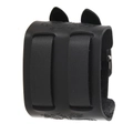 Pulsera ancha de cuero negro con diseño de dragón grabado y hebilla de metal plateado - Negro