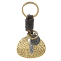 Vintage bronze ginkgo leaf keychain with woven leather strap and metal pendants - Fortune Bag