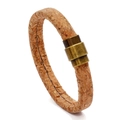 Vintage Kork Lederarmband für Herren mit antikem Bronze-Magnetverschluss aus Legierung - Retro-Braun