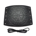 Parabraccio in pelle vichinga con bussola Vegvisir e rune norrene in colore nero - Nero