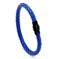 Bracelet pour homme en cuir tressé bleu avec un fermoir magnétique noir élégant - Bleu