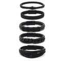 Men's 5-piece black leather bracelet set with woven ropes and magnetic metal clasps - 22.5cm / Multi-layer Composite Woven Style (5-Piece Set Style A)
