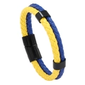 Pulsera trenzada de cuero colores Ucrania con cierre magnético negro para hombres - Clip Negro / Grande