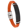Pulsera trenzada de hombre naranja con placa negra mate y cierre de acero inoxidable - Naranja + Accesorios Negros