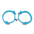 Blue braided couple bracelets with a magnetic heart-shaped pendant for partners - Lake Blue