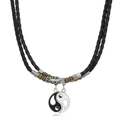 Collier rétro en cuir tressé avec pendentifs Yin Yang Tai Chi pour les couples - Style Bagua Tai Chi