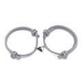 Adjustable magnetic heart braided bracelets for couples in charcoal grey woven rope - Gray