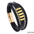 Pulsera de cuero trenzado negro para hombre con cierre magnético dorado de 20,5 cm - Dorado / 22.5cm