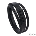 Pulsera multicapa de cuero negro para hombre con cierre magnético, longitud de 20,5 cm - Negro / 22.5cm