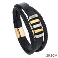 Pulsera multicapa de cuero trenzado negro para hombre con detalles en oro y plata, 20,5cm - Multicolor Estilo A