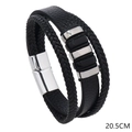 Pulsera de cuero negro multicapa para hombre con cierre magnético plateado 20,5 cm - Multicolor Estilo B