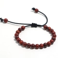 Adjustable wooden bead bracelet with reddish-brown sandalwood beads and black cord - Lobular Red Sandalwood